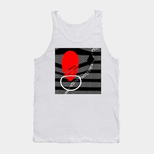 sunset geometric abstract digital red grey black and white painting Tank Top